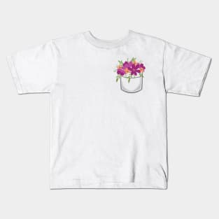 Pocket Bouquet to go for Purple Flower Lovers Kids T-Shirt